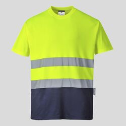 S173 Portwest T-shirt ad alta visibilità bicolore con bande orizzontali 55% cotone 45% poliestere 145gr