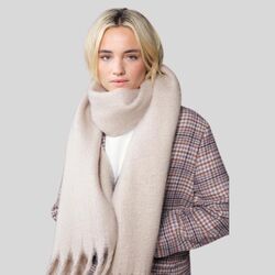 B496R Beechfield Sciarpa "Fluffy" aspetto oversize frange su estremità 100% poliestere riciclato