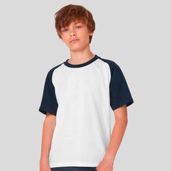 TK350 B&C T-shirt bambino baseball bicolore 100% cotone