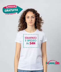 T-shirt Maglietta donna girocollo 100% cotone Stampata e Spedita in 24 ore