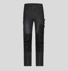 JN875 James&Nicholson Jeans da lavoro elasticizzati con rinforzo in cordura 85% cotone organico 13% poliestere riciclato 420g