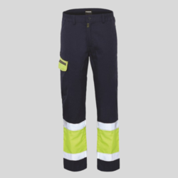 A00151 Pantalone da lavoro Multinorma alta visibilità regular fit 75% cotone 24% poliestere 1% fibra conduttiva 270 g EN 1149-5:2018 IEC 61482-2:2018 CLASSE 1 (4 KA) 