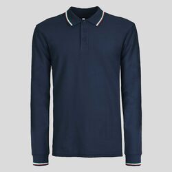 BS211 Black Spider Polo unisex manica lunga tricolore sul colletto e polsini classic fit 100% cotone piquet 
