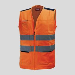 WHL153OF Smart Gilet multitasche alta visibilità classe II 60% cotone 40% poliestere 240gr