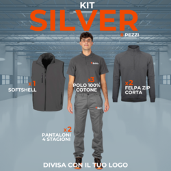 SILVER - Divisa in KIT Multistagione 8 Articoli: 2xPantalone Multitasca - 3x Maglietta Polo - 2xFelpa Zip Corta - 1xGiletSoftshell