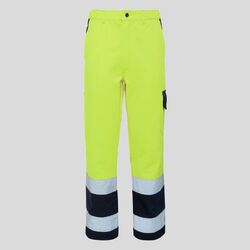 A00131 Pantalone invernale multitasche in alta visibilità bicolore EN ISO 20471 CL 2 63% cotone 37% poliestere 350 g/m²