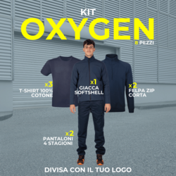 KIT OXYGEN - KIT 8 Articoli Divisa Lavoro : 2xPantalone Multitasca - 3x Maglietta T-shirt - 2xFelpa Zip Corta - 1xGiacca Softshell