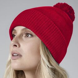 B450N Beechfield Berretto a maglia con pompon 100% cotone bio certificato 