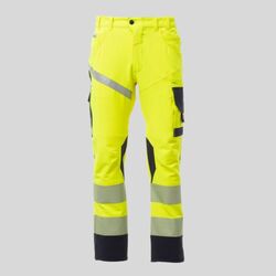 NEXT 4W HI-VI Pantalone unisex, “4 way stretch”, multistagione, in alta visibilità 92% poliestere 8% elastan 280gr/mq EN ISO 20471 CL.2