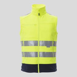 Traffic Payper Gilet Softshell bicolore in alta visibilità con bande 3M zip lunga e porta badge 100% poliestere 310gr EN ISO 20471 Cl.2 HV