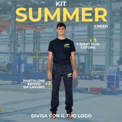 KIT SUMMER - Divisa da lavoro estiva in KIT 8 Articoli: 3xPantaloni Multitasche estivi  - 5xMaglietta T-Shirt personalizzate