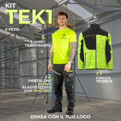 TEK 1- Divisa in KIT Multistagione 8 Articoli: 2xPantalone estivi tecnici elasticizzati con rinforzi - 5x Maglietta tecnica traspirante - 1xGiacca tecnica