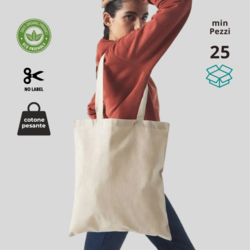 BS904 BlackSpider Shopper da stampare in cotone ecosostenibile (migliore stampabilità) manici lunghi 100% cotone organico 180 gr (tessuto pesante)