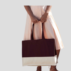 Borsa Mare personalizzabile in Cotone Organico con Manici a Contrasto 