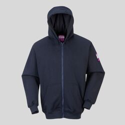 FR81 Felpa zip e cappuccio Modaflame fibre resistenti alla fiamma e protezione dall'arco elettrico 60% Modacrilico, 39% Cotone, 1% Fibra di carbonio 300g