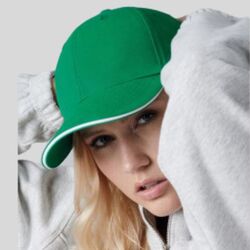 B20 Beechfield Cappello 6 pannelli visiera sandwich profilo in contrasto 100% cotone