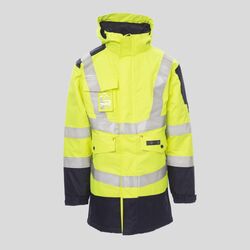 Shield Parka trivalente alta visibilità certificato multi-protezione EN 20471; EN14116; EN1149;EN343