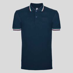 BS200 Black Spider Polo 2 bottoni maniche corte con tricolore su collo e maniche 100% cotone piquet