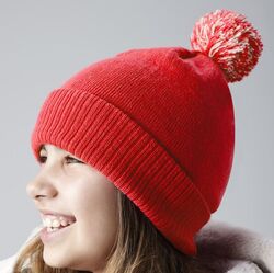 B450B Beechfield Berretto invernale da bambino con pon pon 100% poliacrilico