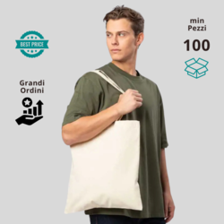 BS900 BlackSpider Promo Bag Shopper economica da stampare manici lunghi 100% cotone 105 gr (tessuto leggero)